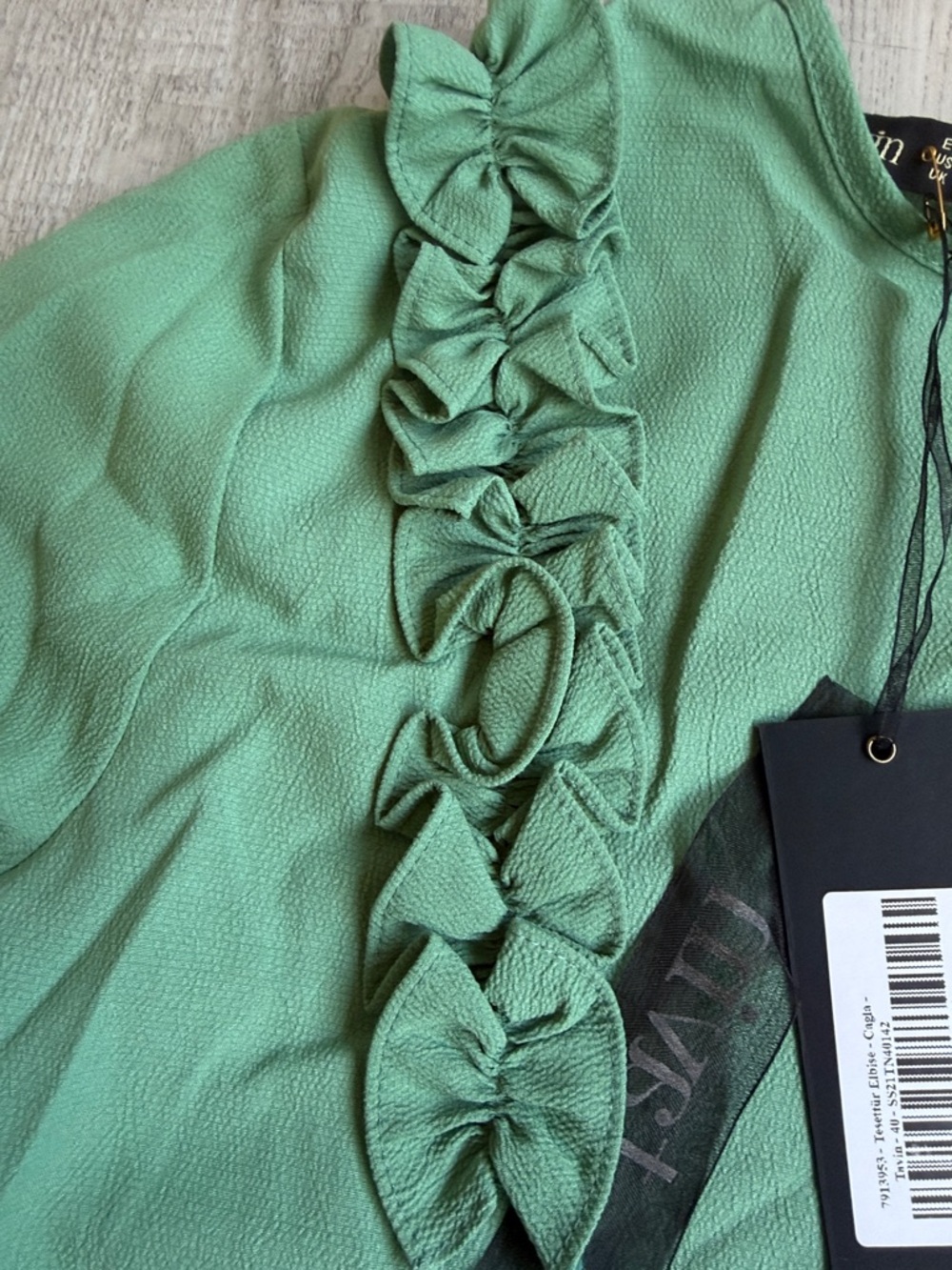 Tavin Green Long Dress Size L (US 8) NWT Long Sleeve Elegant Modest - Picture 4 of 7